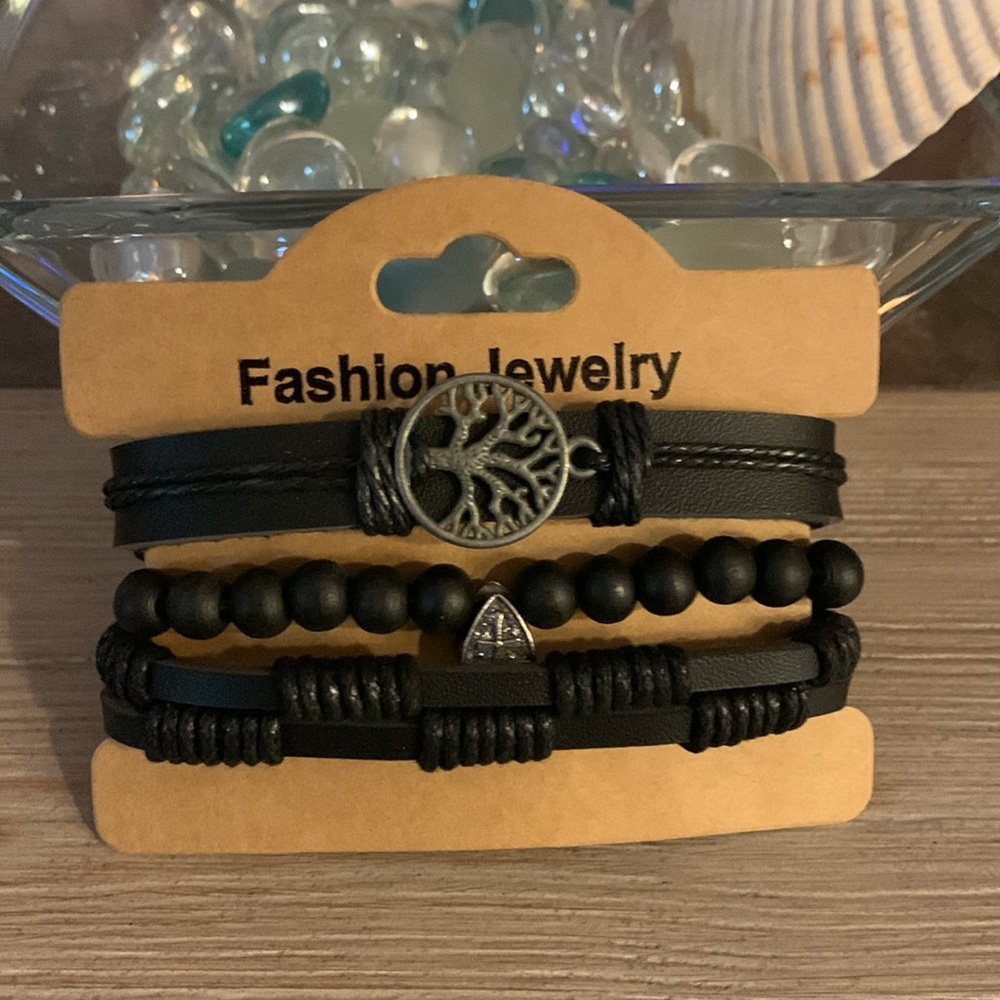 3 For $9 NEW Unisex Braided & Beaded Leather Bracelets